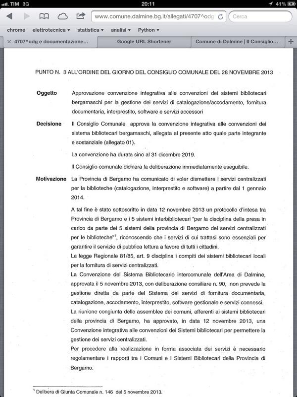 passiamo al punto3: convenzione sistemi bibliotecari perché la provincia non li gestisce più #opendalmine http://t.co/yh0yFKIUbE